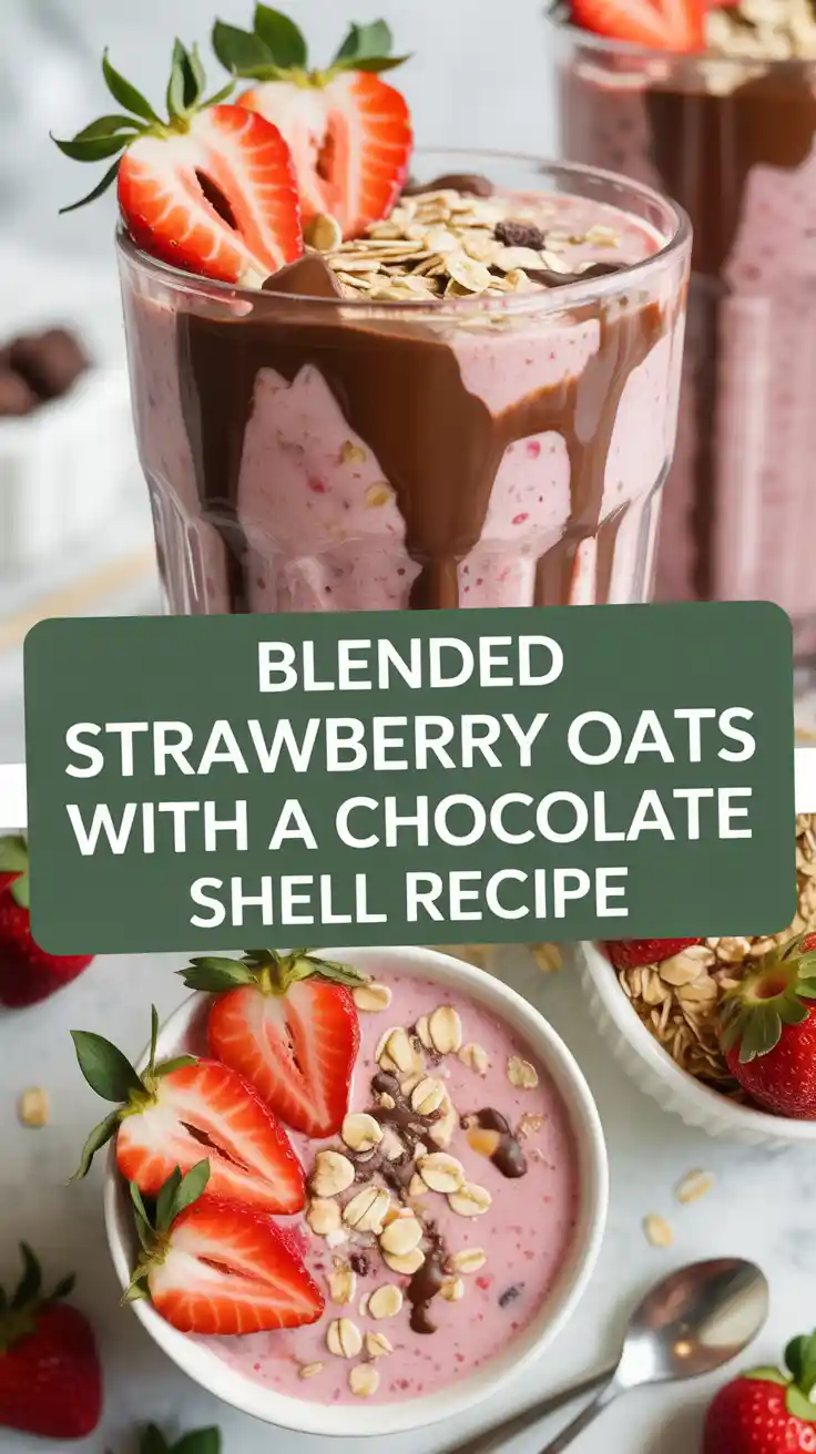 Blended Strawberry Oats with a Chocolate Shell Recipe